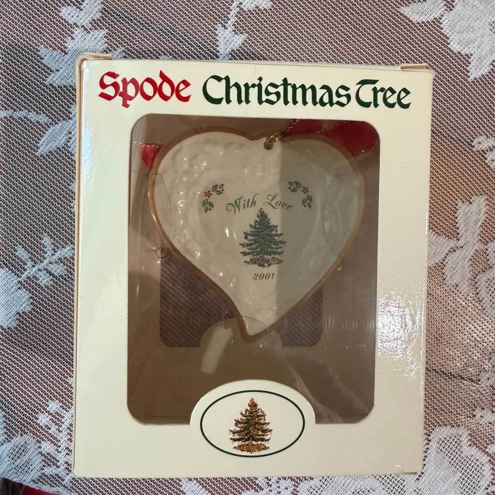 Spode Christmas Tree Ornament Unisex OS White Excellent 2001 Heart With Love